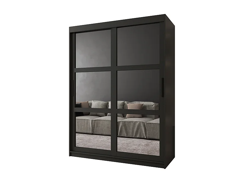 Schiebetürenschrank mit Spiegel 200/150/62 mit poliertem Spiegel und solider Konstruktion