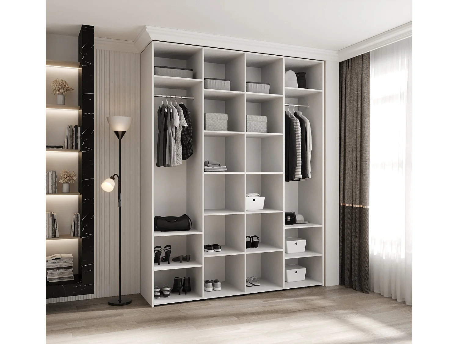 Armoire à portes battantes Como 4 245,5/190/50 4 portes (cachemire/noir)