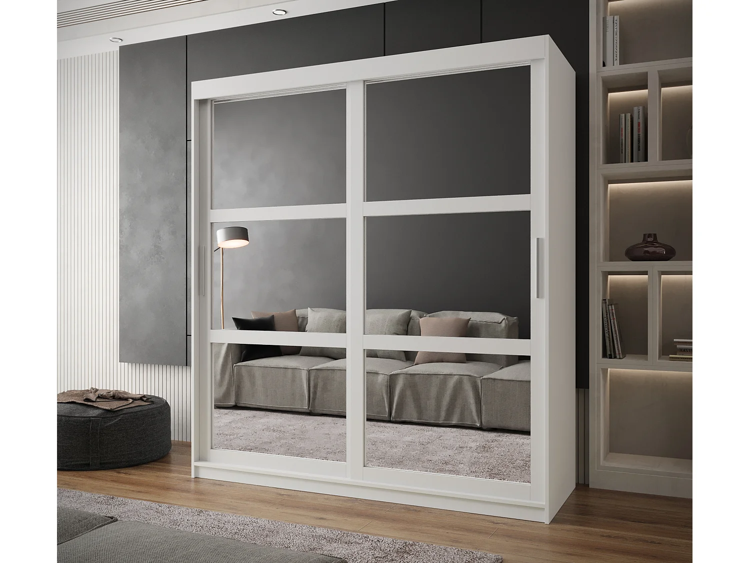 SCHWEBETÜRENSCHRANK MIROR 200/180/62 2-türig (Weiß)