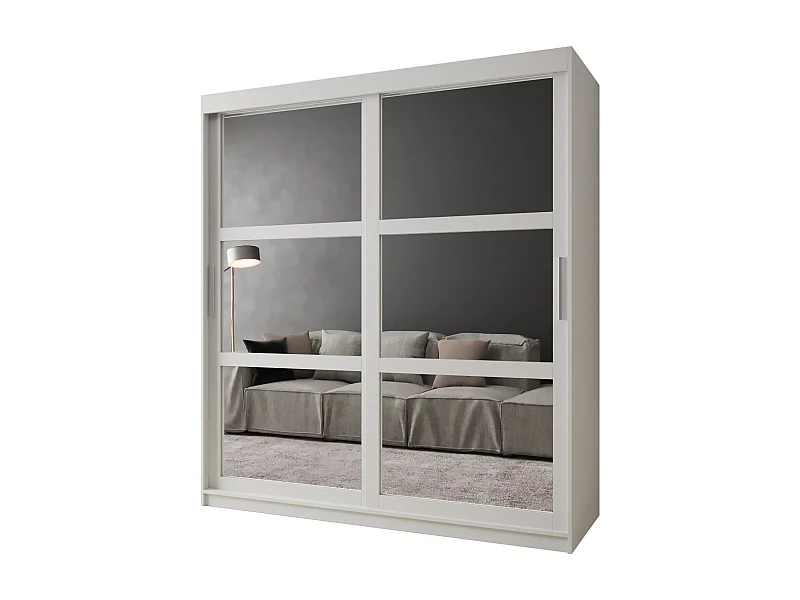 ARMOIRE MIROR À PORTES COULISSANTES 200/180/62 2 Portes (blanc)