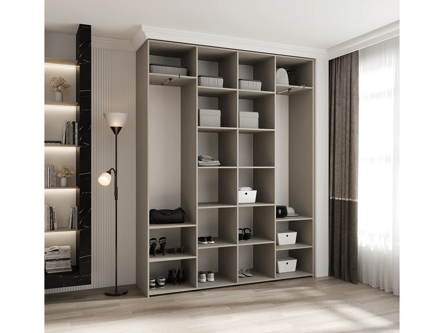 Armadio Como 1 a ante battenti 245,5/190/40 4 porte (cashmere/nero)