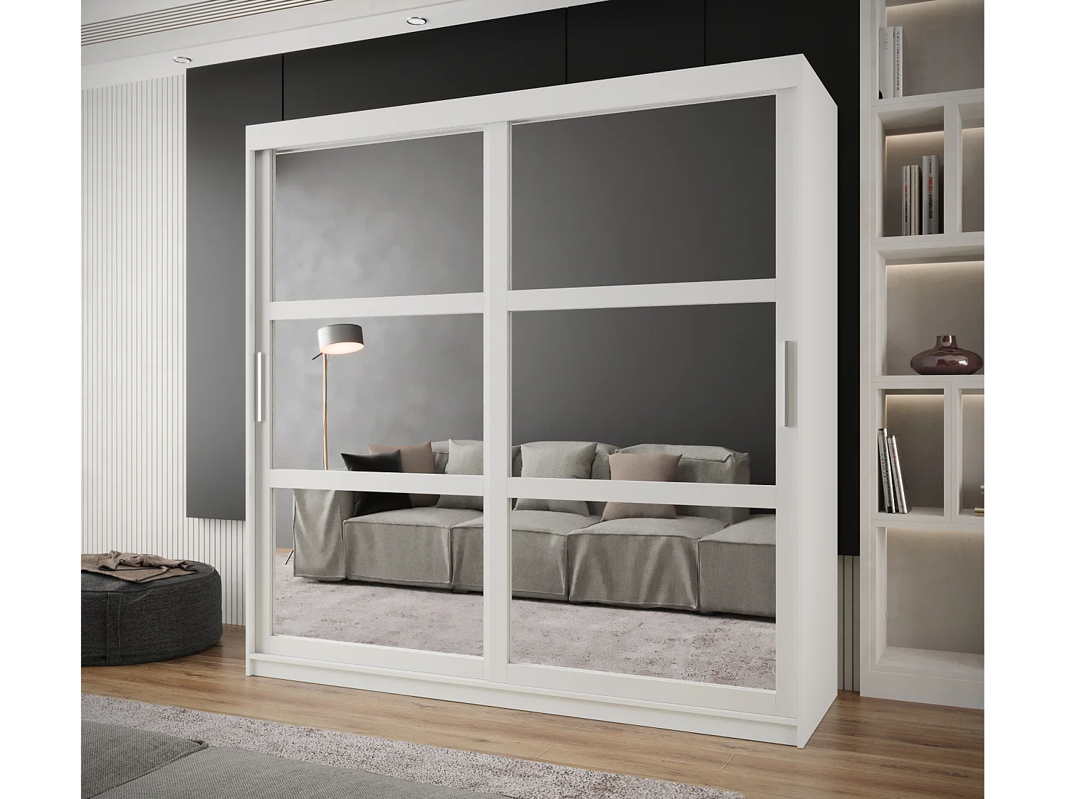 ARMOIRE MIROR À PORTES COULISSANTES 200/200/62 2 Portes (blanc)