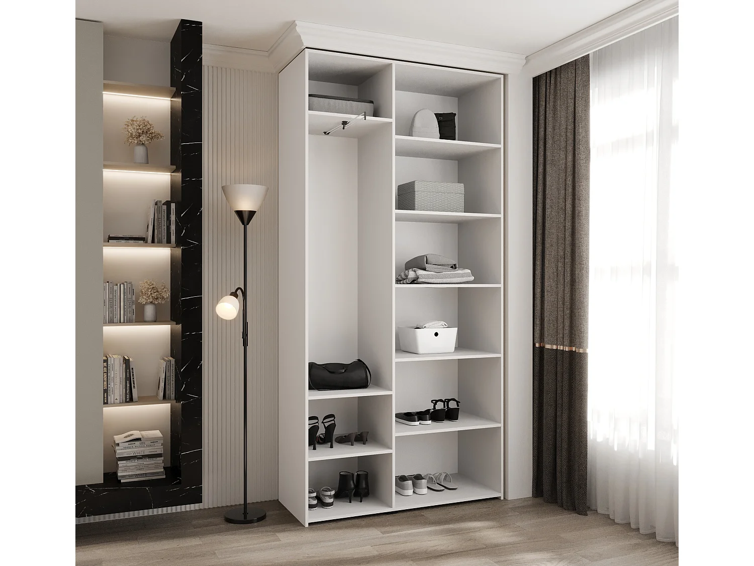 Drehtürenschrank Como 4 245,5/120/40 3-türig (Weiß/Schwarz)