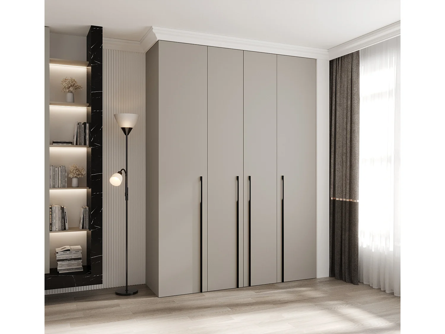 Armoire à portes battantes Como 3 245,5/180/50 4 portes (cachemire/noir)