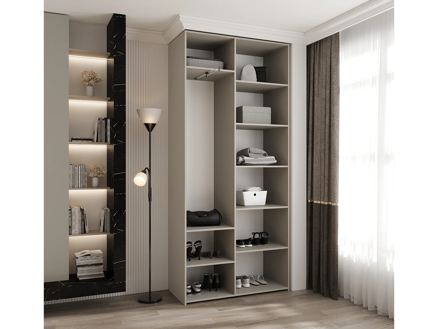 Armadio Como 1 a ante battenti 245,5/110/40 2 porte (cashmere/oro)