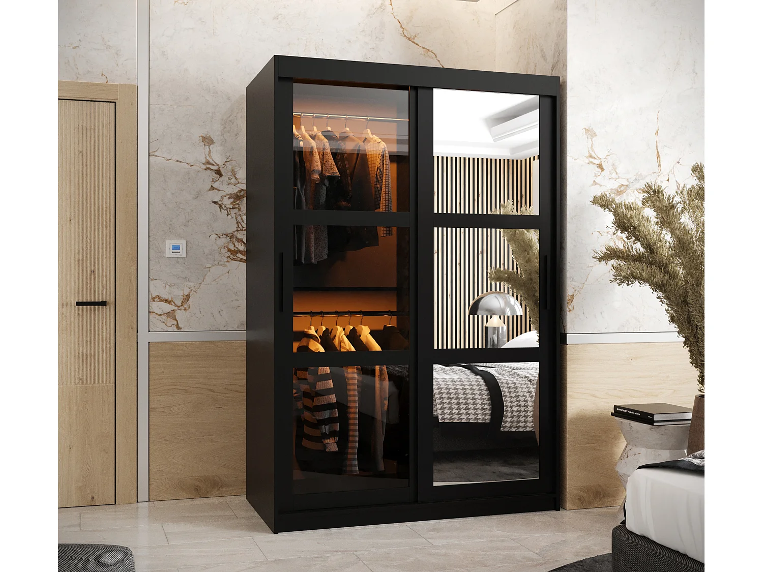 ARMOIRE DOME 2 À PORTES COULISSANTES 200/120/62 2 Portes (negro)