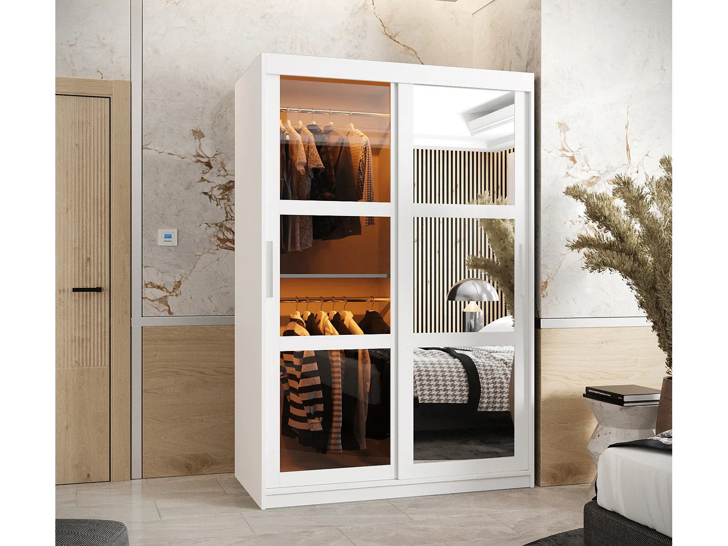 ARMOIRE DOME 2 À PORTES COULISSANTES 200/120/62 2 Portes (blanc)