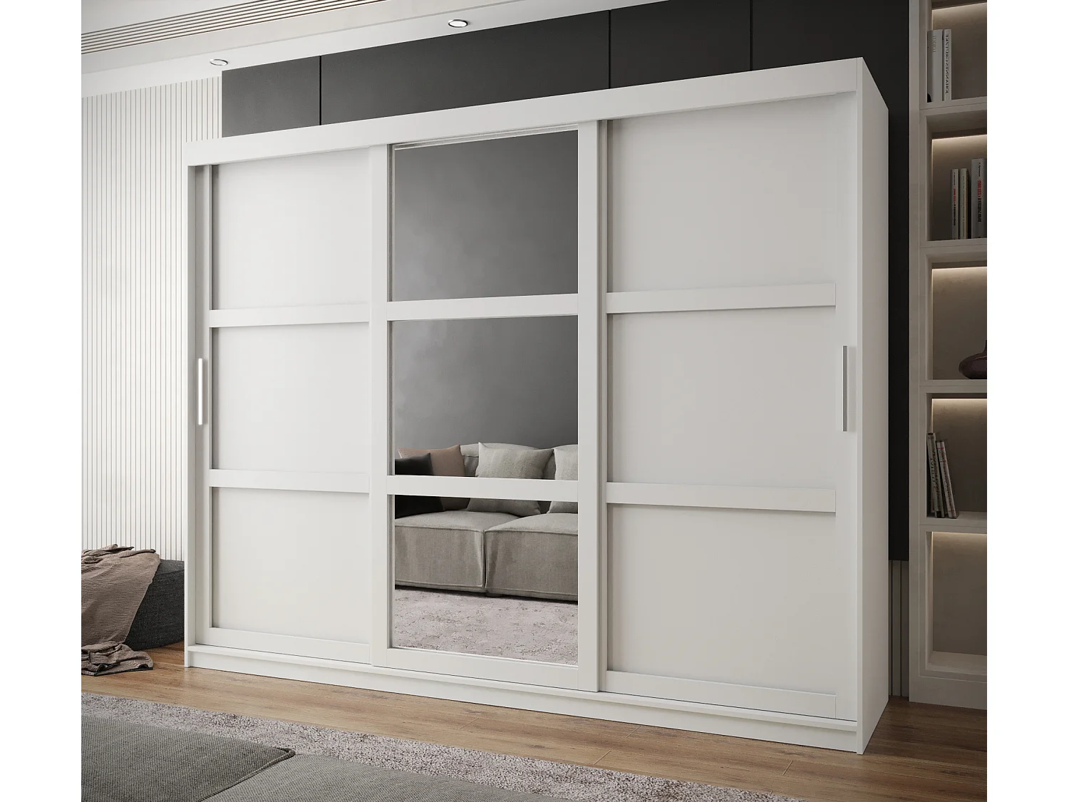 ARMOIRE MIROR 3 À PORTES COULISSANTES 200/250/62 3 Portes (blanc)