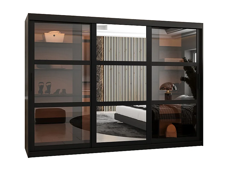 SCHWEBETÜRENSCHRANK DOME 2 200/250/62 3-türig (Schwarz)