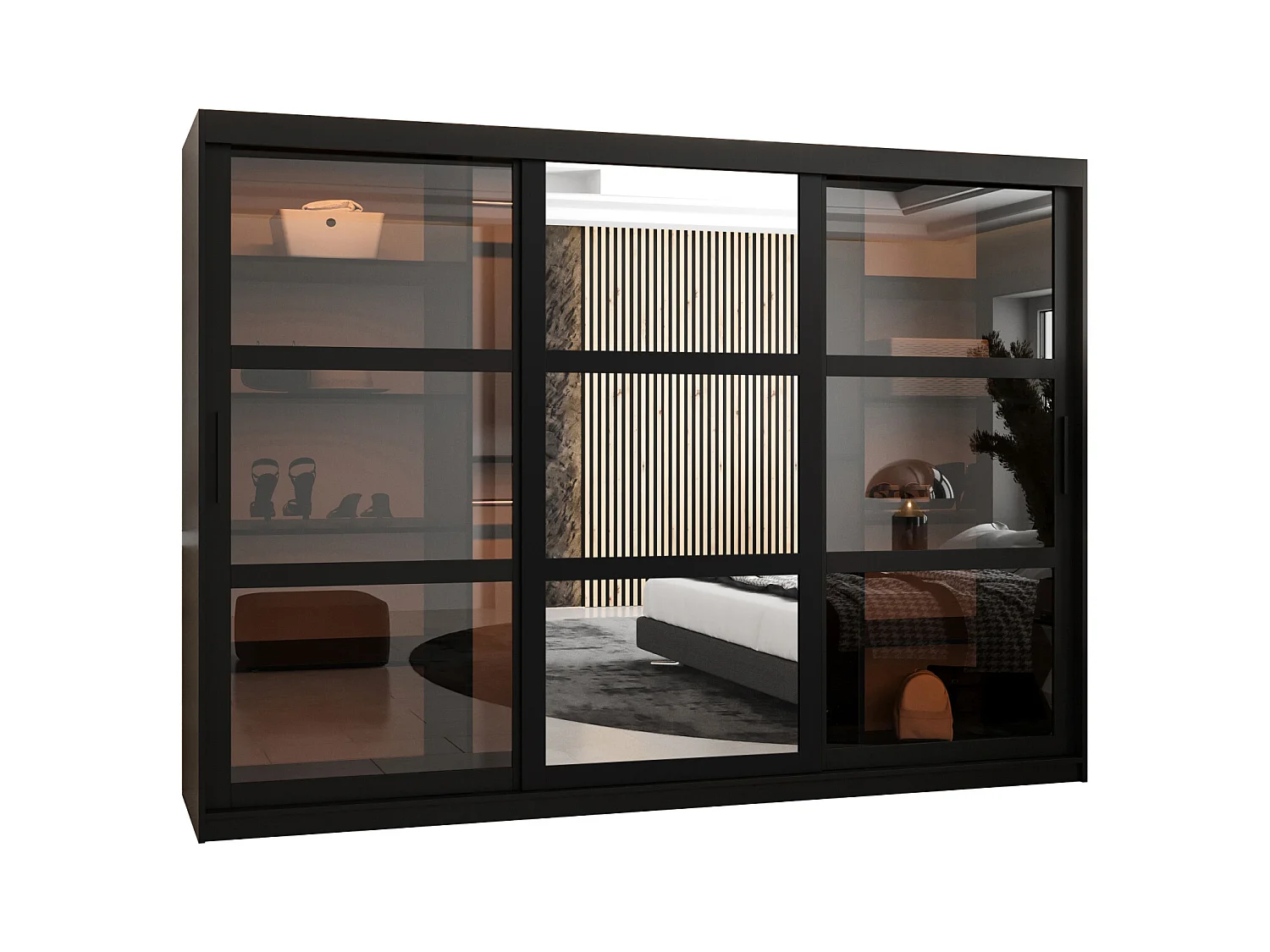 ARMOIRE DOME 2 À PORTES COULISSANTES 200/250/62 3 Portes (negro)