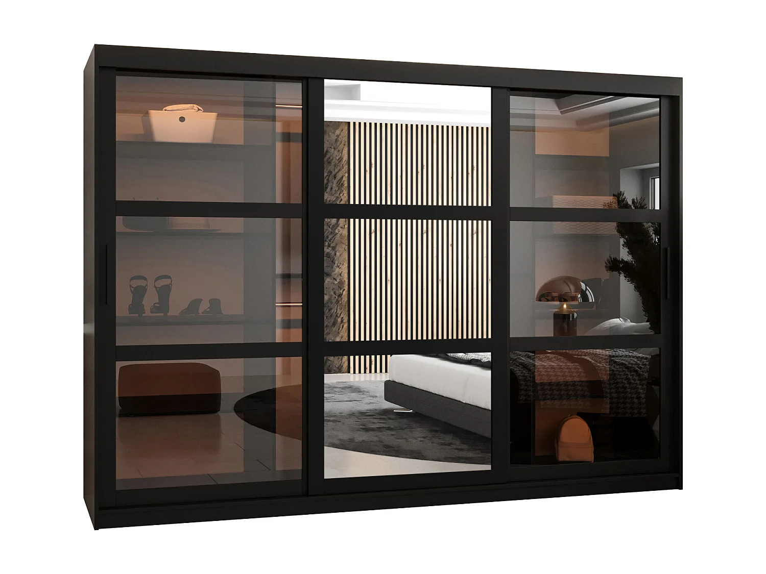 ARMOIRE DOME 2 À PORTES COULISSANTES 200/250/62 3 Portes (negro)