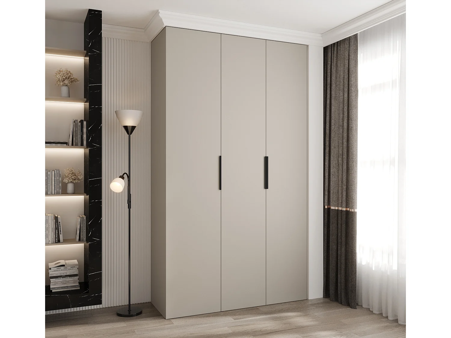 Armoire à portes battantes Como 4 245,5/150/40 3 portes (cachemire/noir)