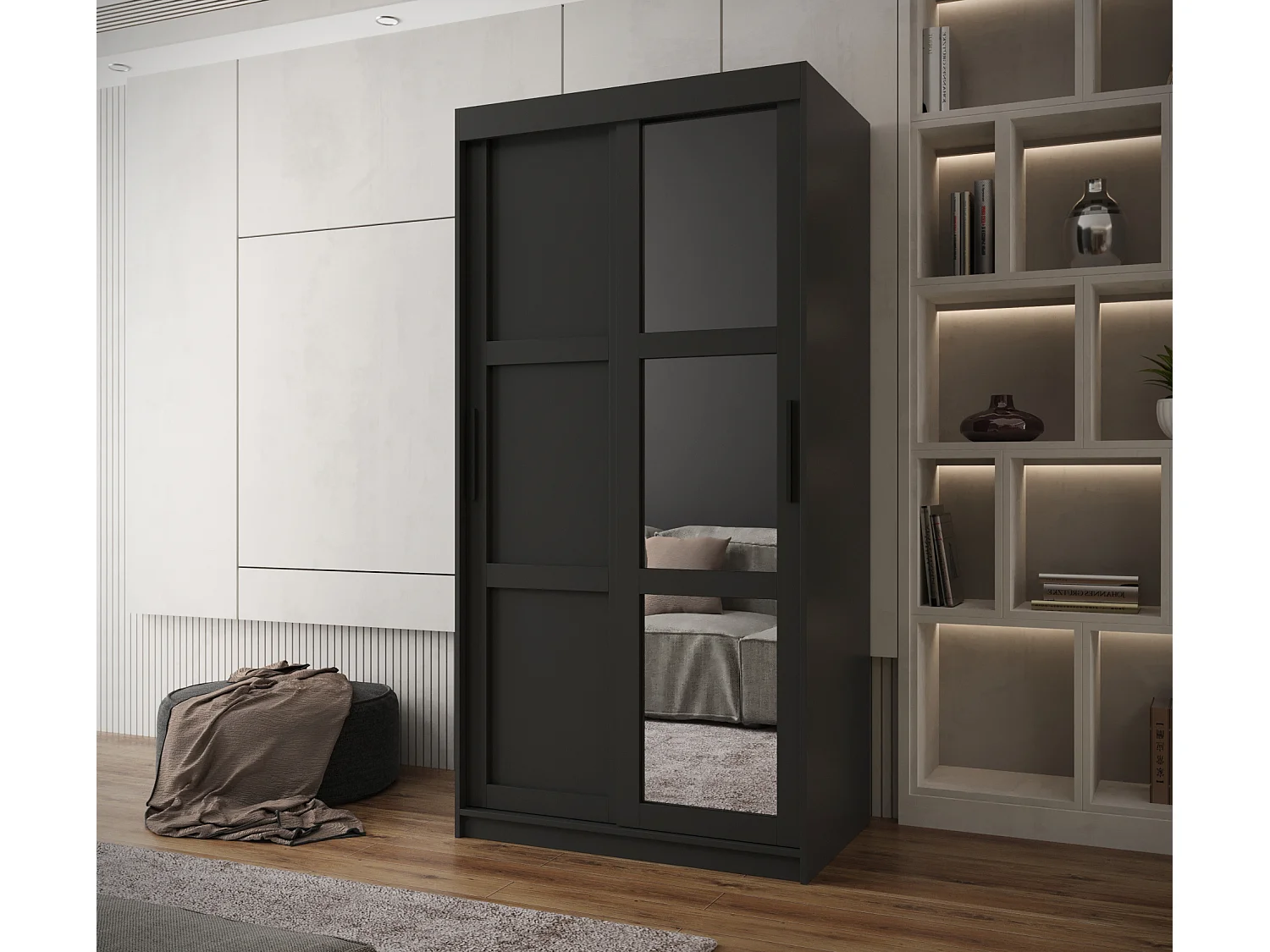 ARMOIRE MIROR 3 À PORTES COULISSANTES 200/100/62 2 Portes (negro)