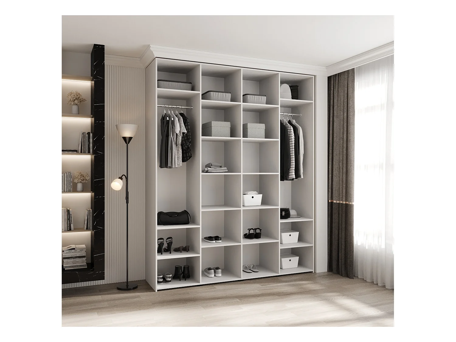 Drehtürenschrank Como 2 245,5/200/50 4-türig (Weiß/Schwarz)