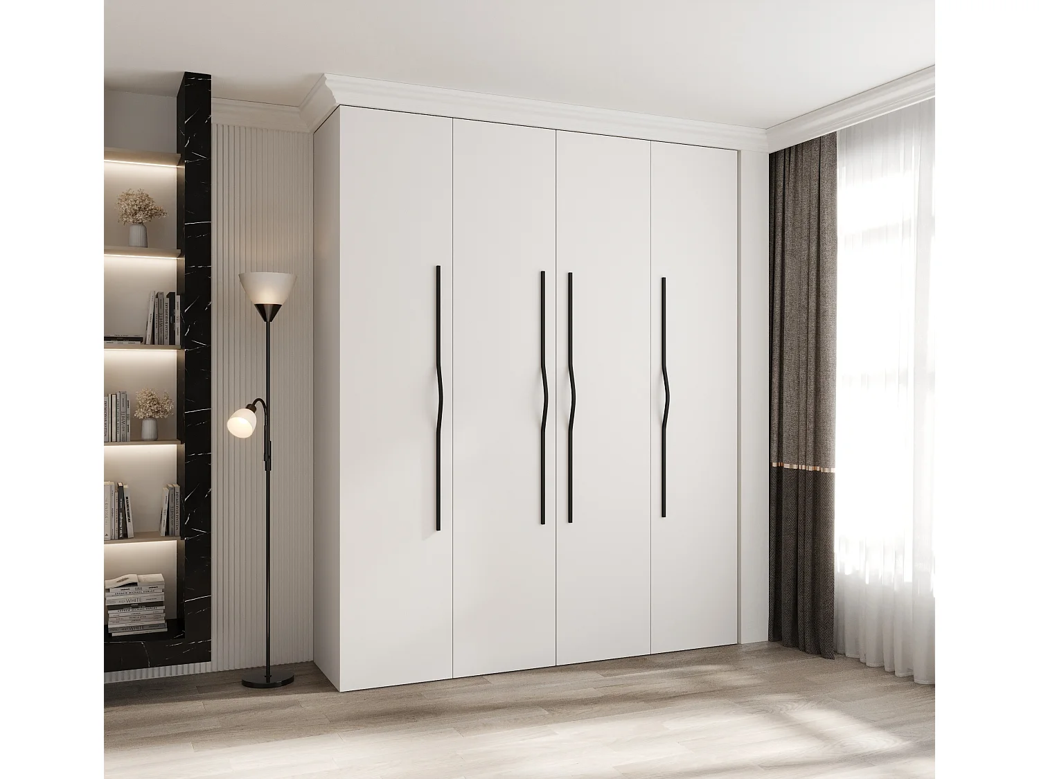 Armoire à portes battantes Como 2 245,5/200/50 4 portes (blanc/noir)