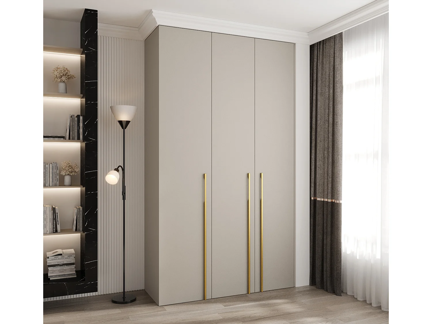 Armoire à portes battantes Como 3 245,5/140/40 3 portes (cachemire/or)