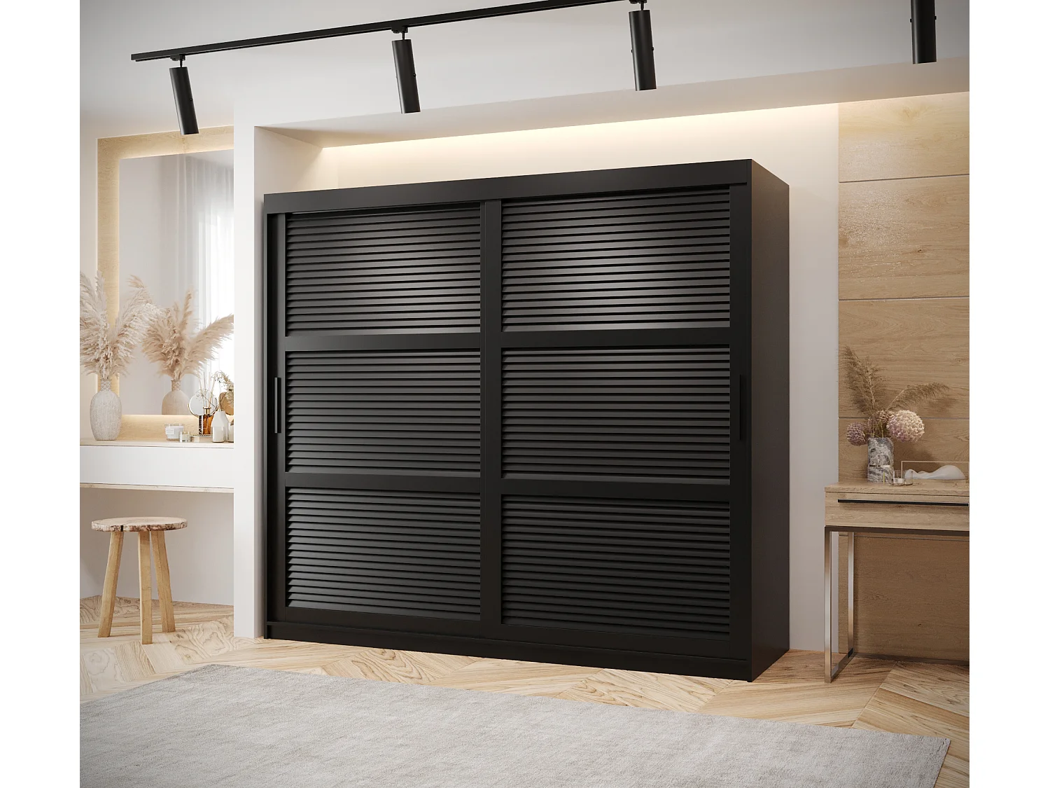 SCHWEBETÜRENSCHRANK ZALUZJA 200/200/62 2-türig (Schwarz)