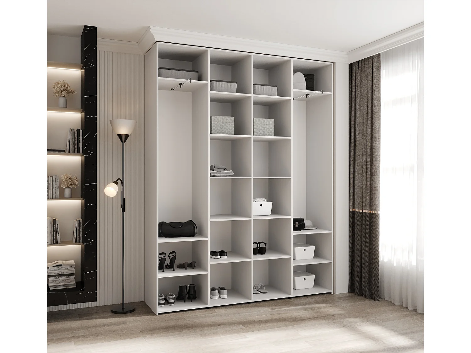 Armoire à portes battantes Como 4 245,5/190/40 4 portes (blanc/or)