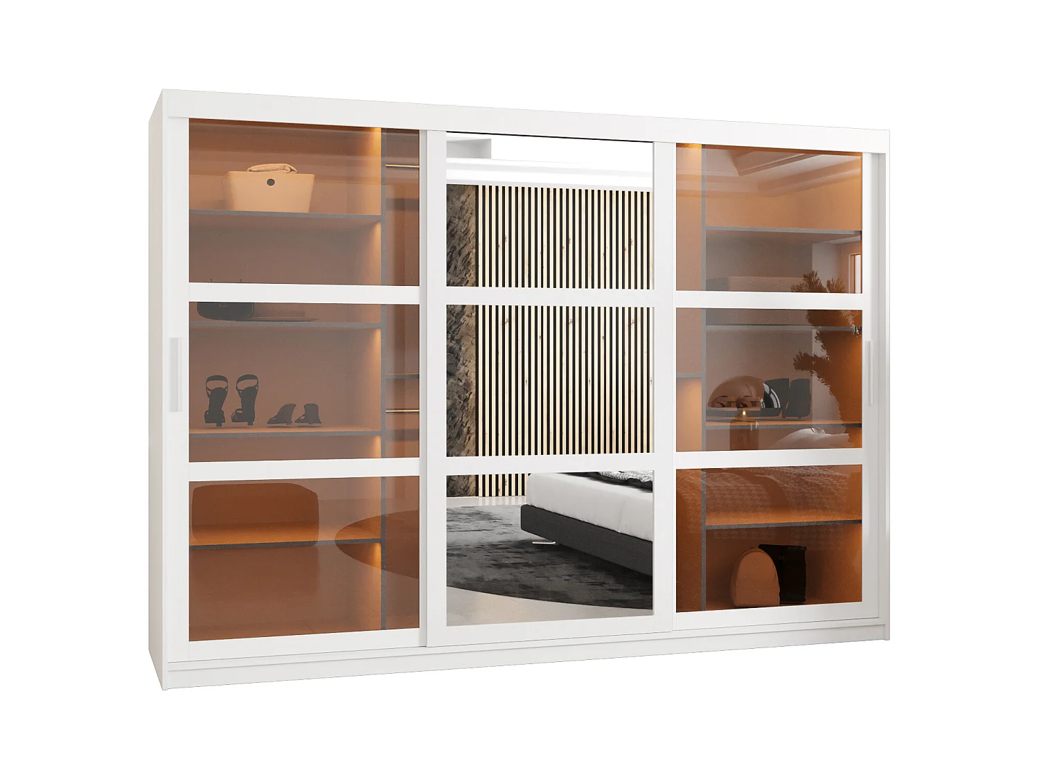 SCHWEBETÜRENSCHRANK DOME 2 200/250/62 3-türig (Weiß)