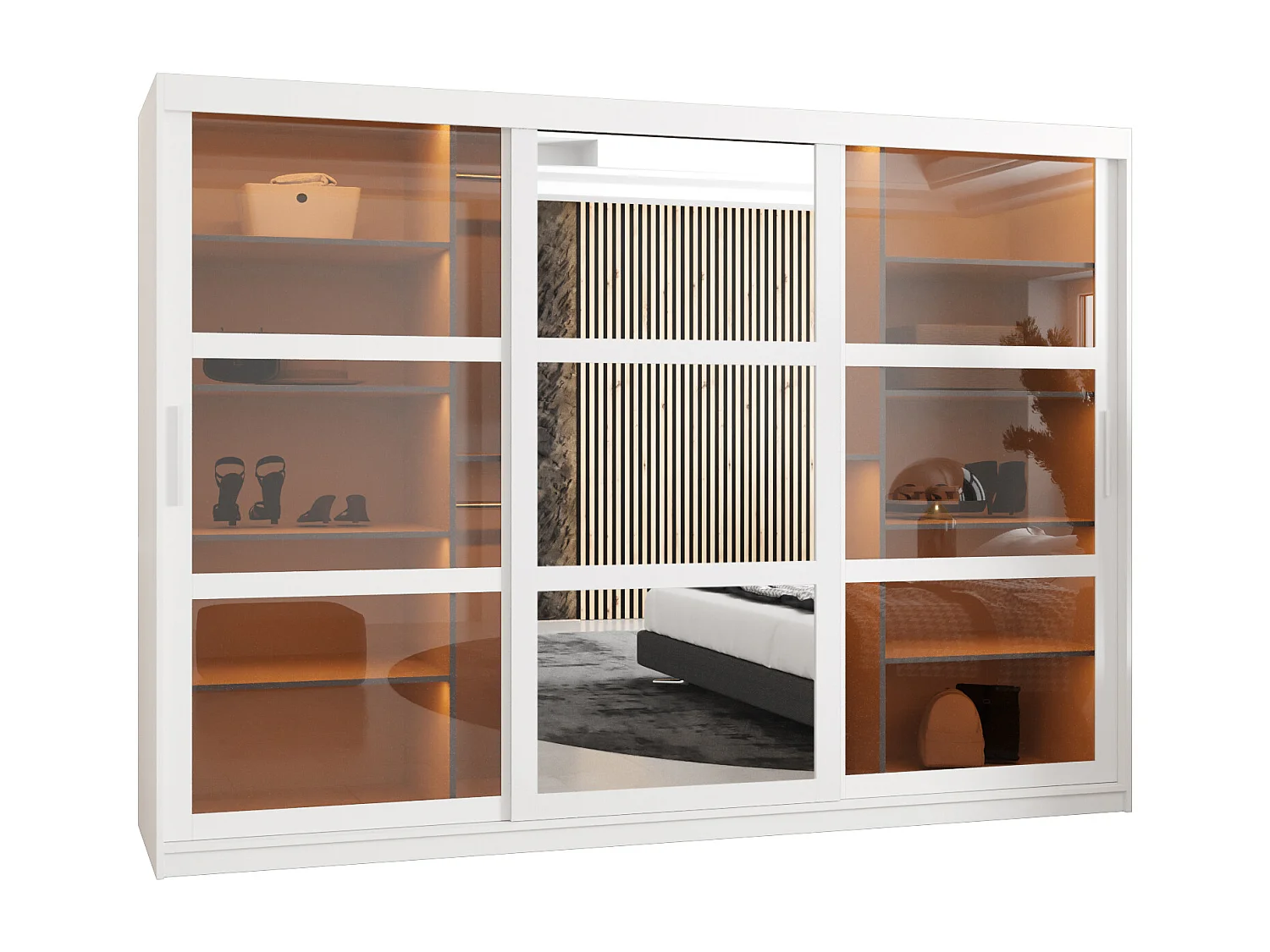 ARMOIRE DOME 2 À PORTES COULISSANTES 200/250/62 3 Portes (blanc)