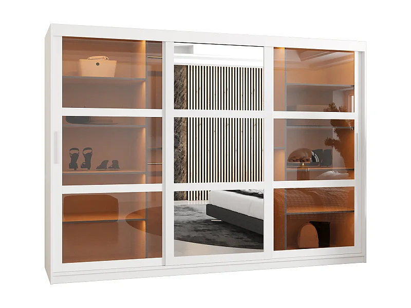 ARMOIRE DOME 2 À PORTES COULISSANTES 200/250/62 3 Portes (blanc)