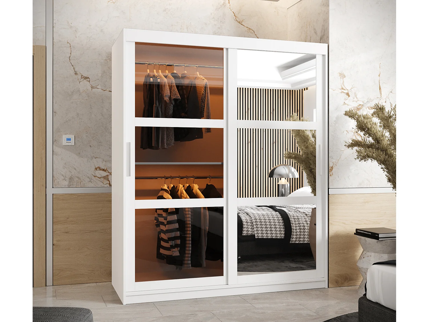 ARMADIO DOME 2 AD ANTE SCORREVOLI 200/150/62 2 porte (Bianco)