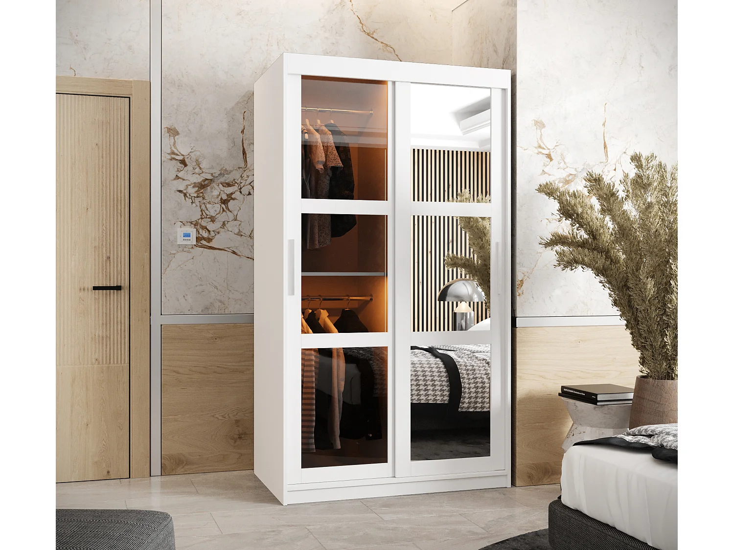 SCHWEBETÜRENSCHRANK DOME 2 200/100/62 2-türig (Weiß)