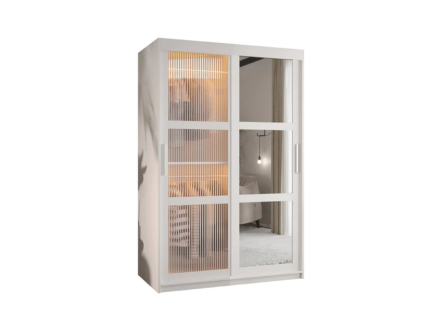 ARMOIRE FLUTES 2 À PORTES COULISSANTES 200/120/62 2 Portes (blanc)