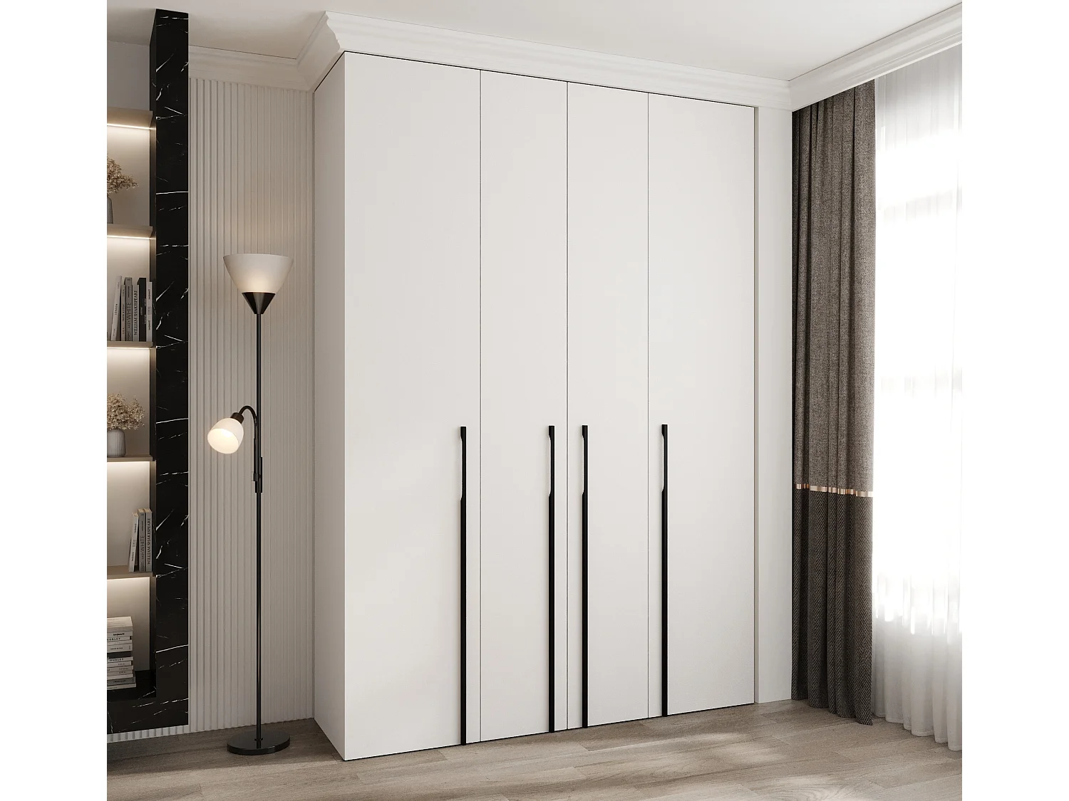 Armoire à portes battantes Como 3 245,5/170/40 4 portes (blanc/noir)