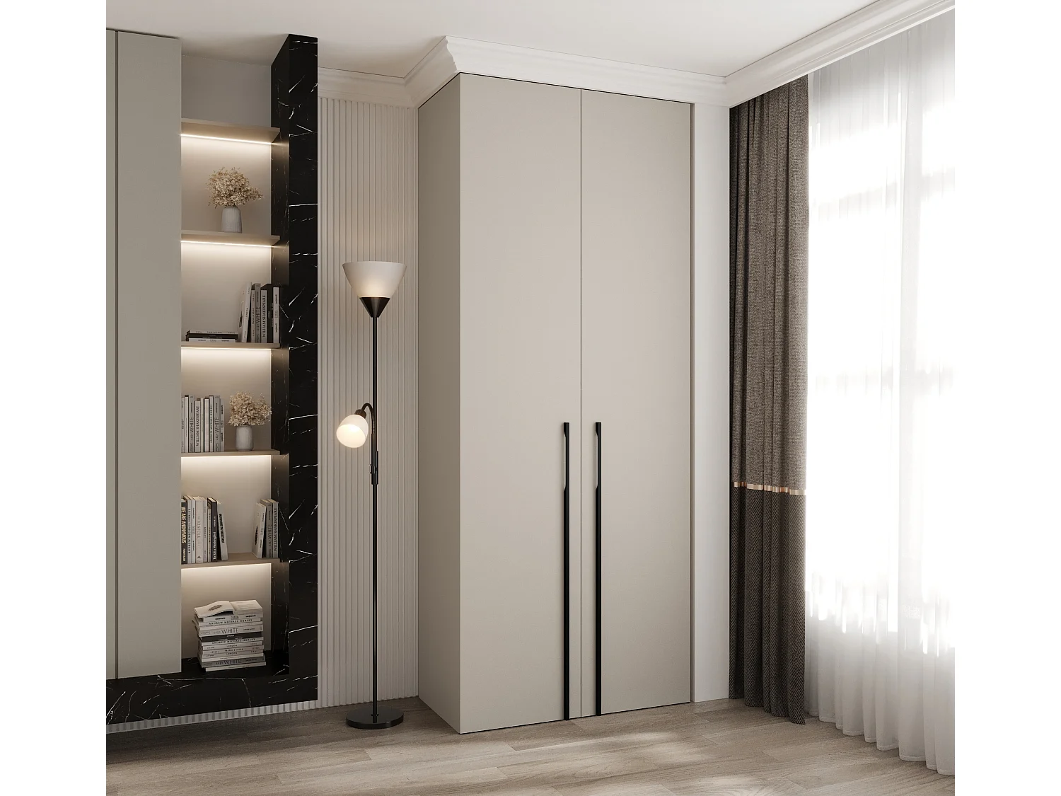 Armadio Como 3 a ante battenti 245,5/100/40 2 porte (cashmere/nero)