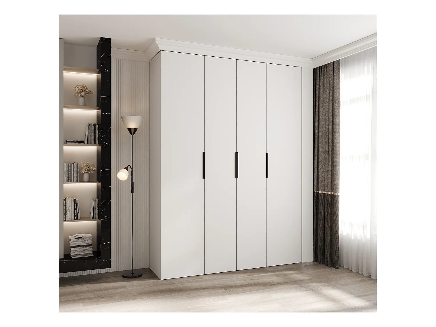 Draaideurkast Como 4 245,5/180/40 4-deurs (wit/zwart)