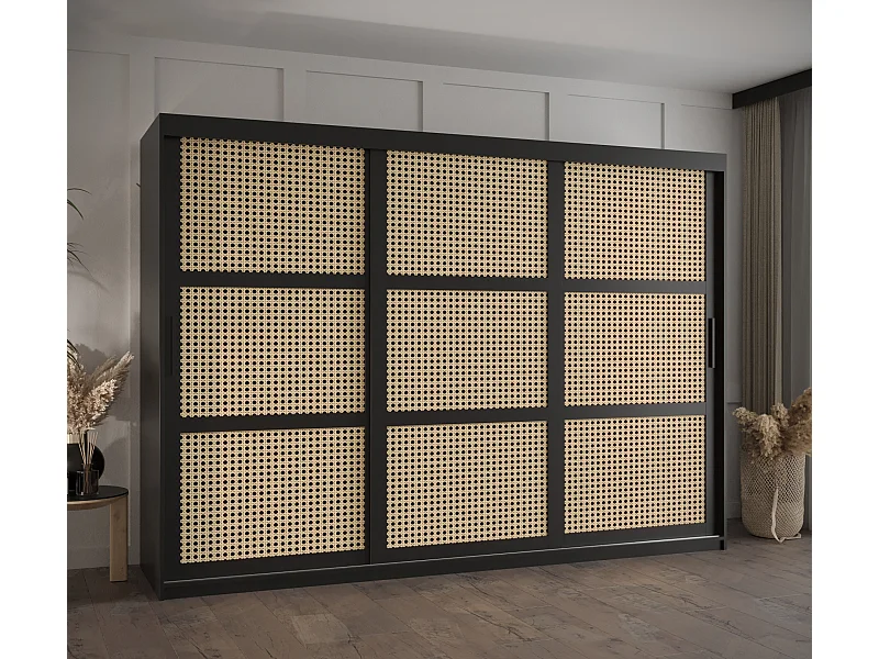 ARMADIO PLECIONKA AD ANTE SCORREVOLI 200/250/62 3 porte (Nero)