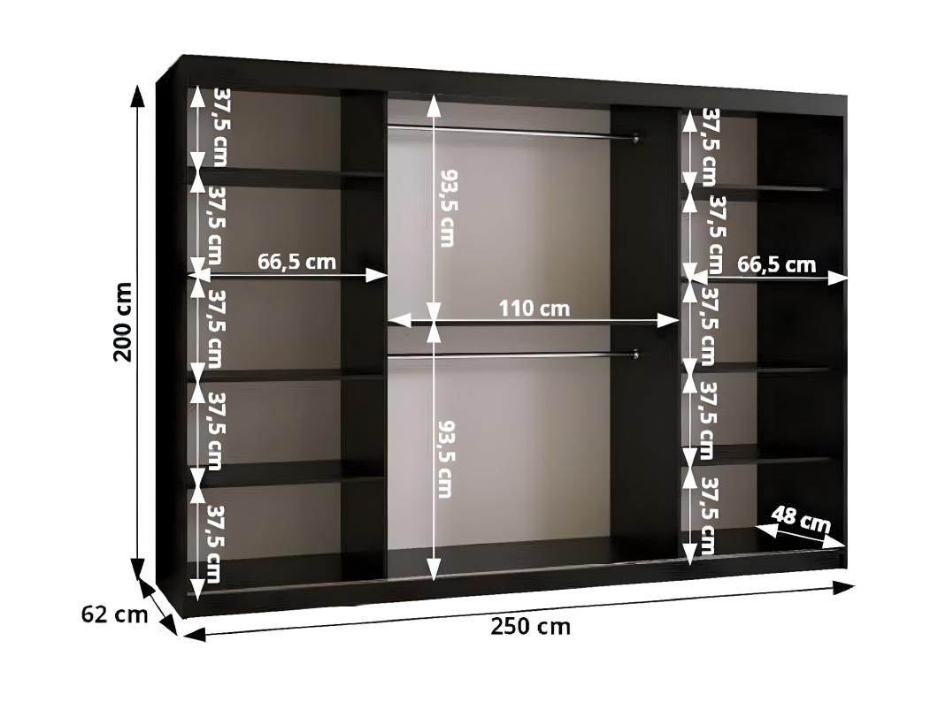 PLECIONKA KLEDINGKAST MET SCHUIFDEUREN 200/250/62 2 deuren (zwart)