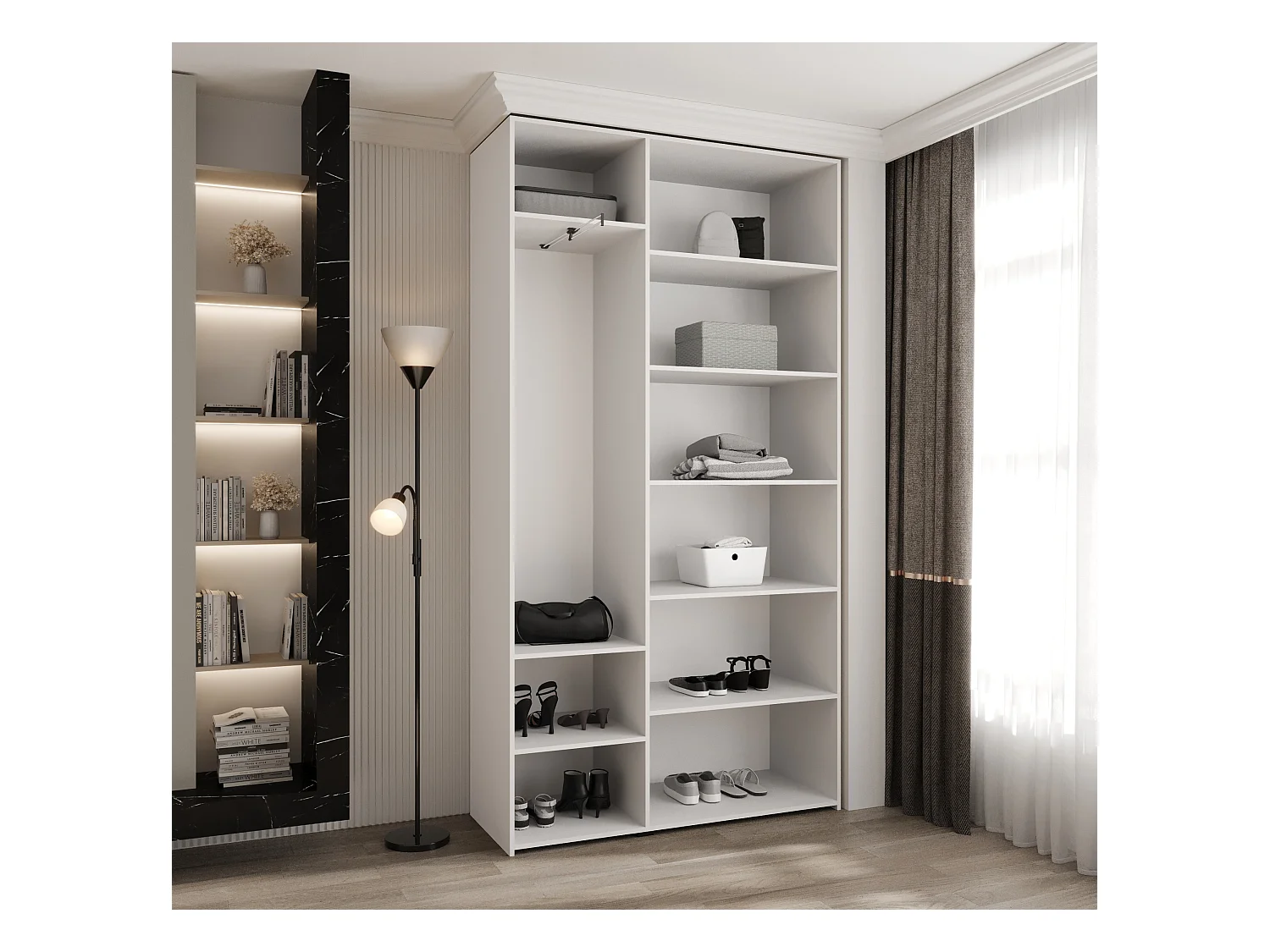 Drehtürenschrank Como 3 245,5/130/40 3-türig (Weiß/Schwarz)