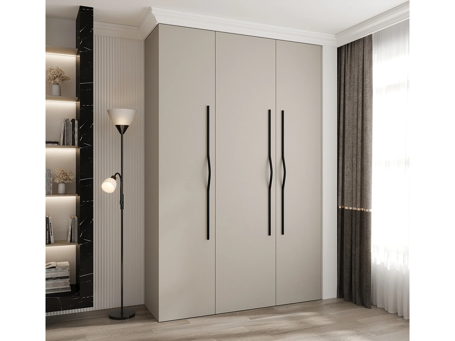 Drehtürenschrank Como 2 245,5/160/50 3-türig (Kaschmir/Schwarz)