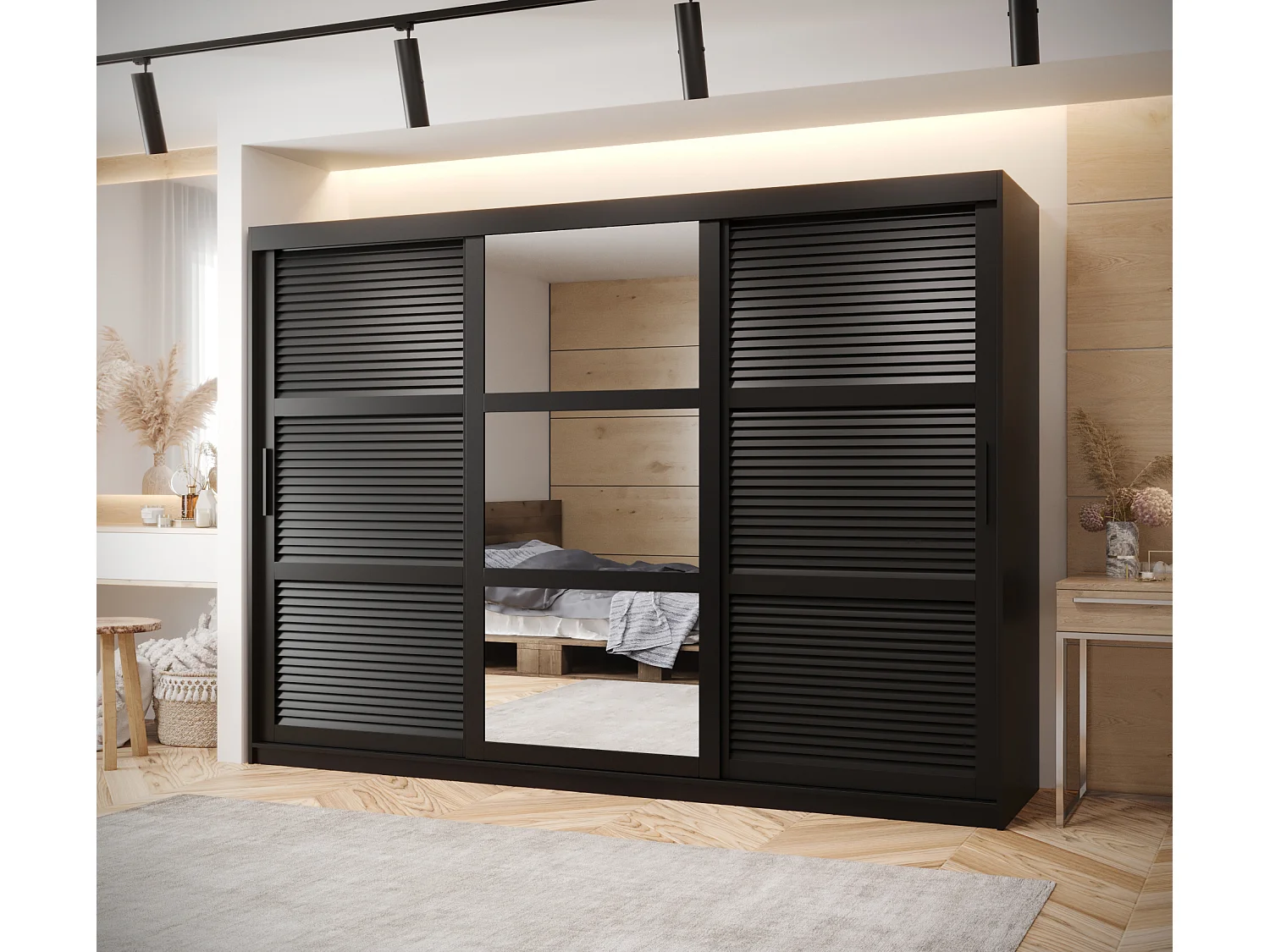 ARMOIRE ZALUZJA 2 À PORTES COULISSANTES 200/250/62 3 Portes (negro)