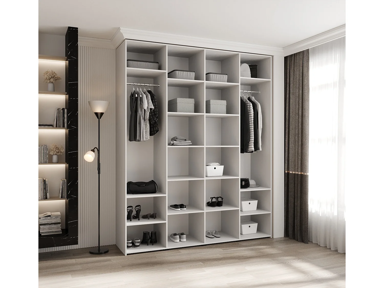 Armoire à portes battantes Como 1 245,5/200/50 4 portes (blanc/or)