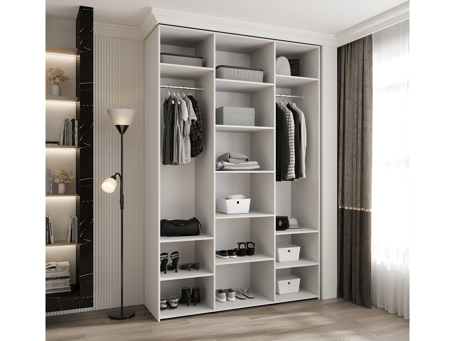 Drehtürenschrank Como 2 245,5/160/50 3-türig (Weiß/Gold)