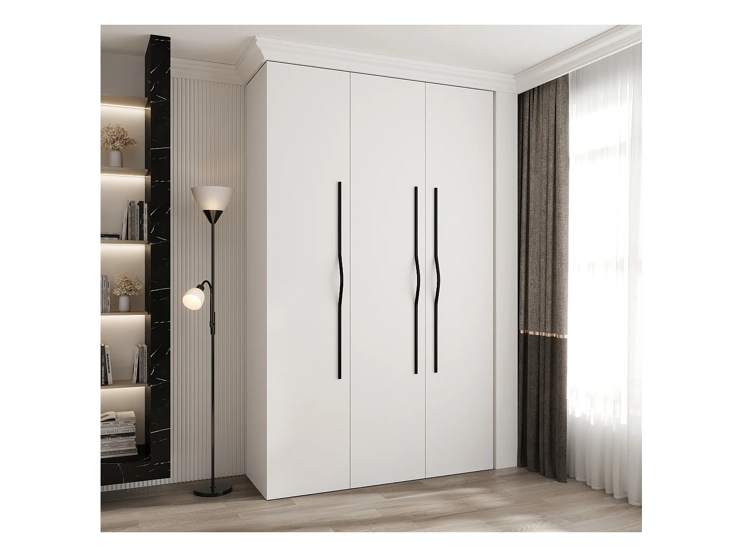 Armadio Como 2 a ante battenti 245,5/150/40 3 porte (bianco/nero)