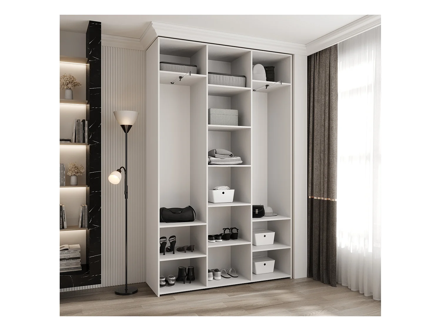 Armadio Como 2 a ante battenti 245,5/150/40 3 porte (bianco/nero)