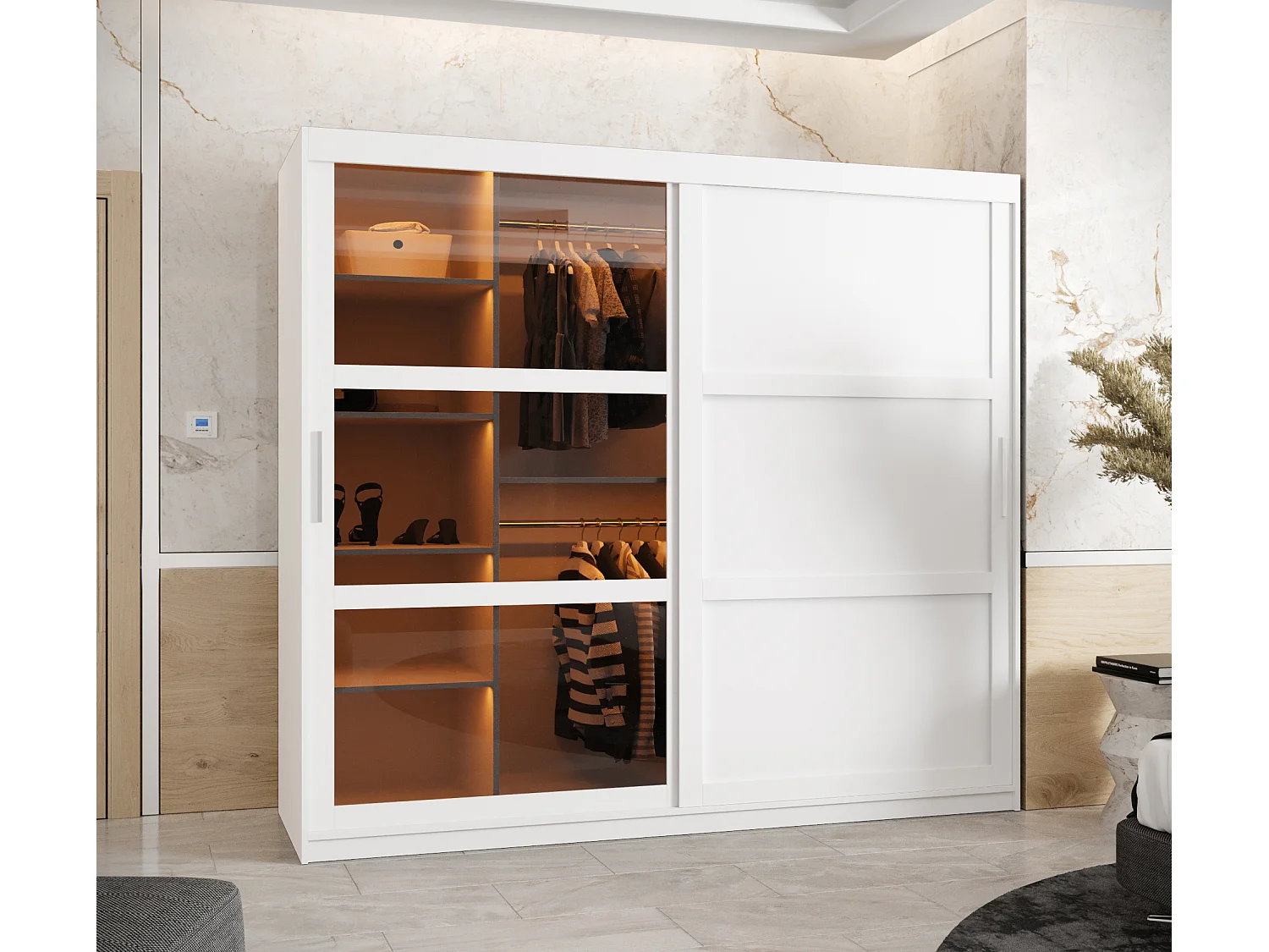 ARMADIO DOME 3 AD ANTE SCORREVOLI 200/200/62 2 porte (Bianco)