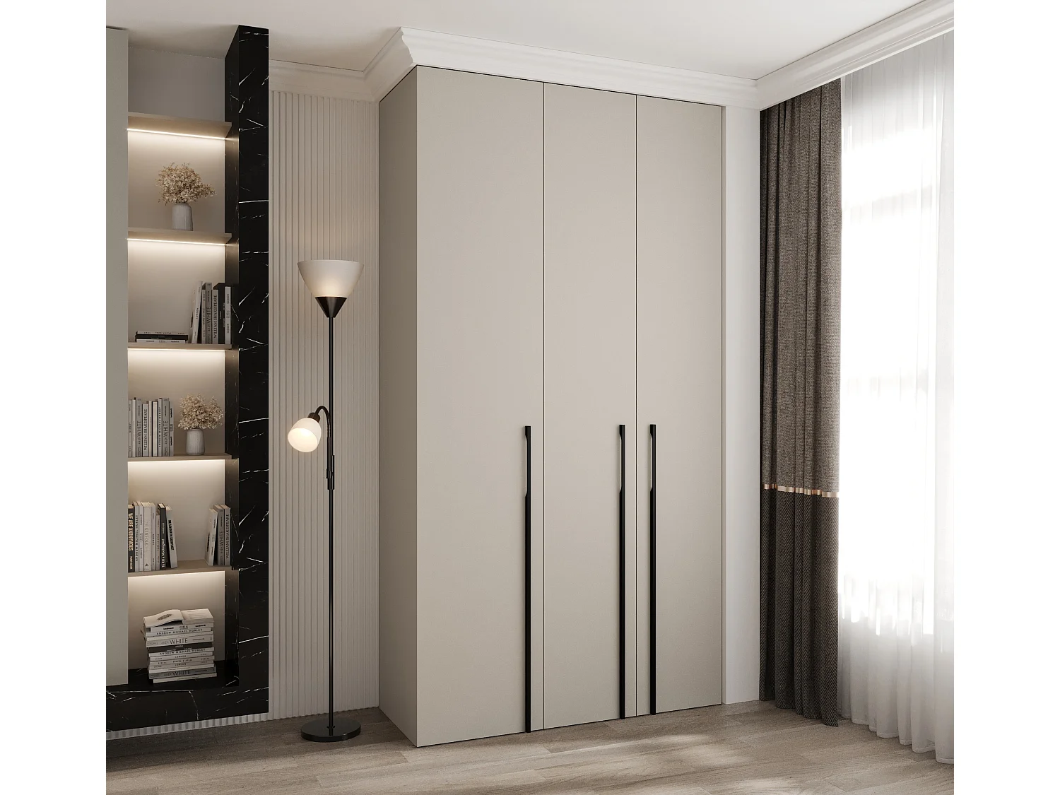 Armoire à portes battantes Como 3 245,5/130/50 3 portes (cachemire/noir)