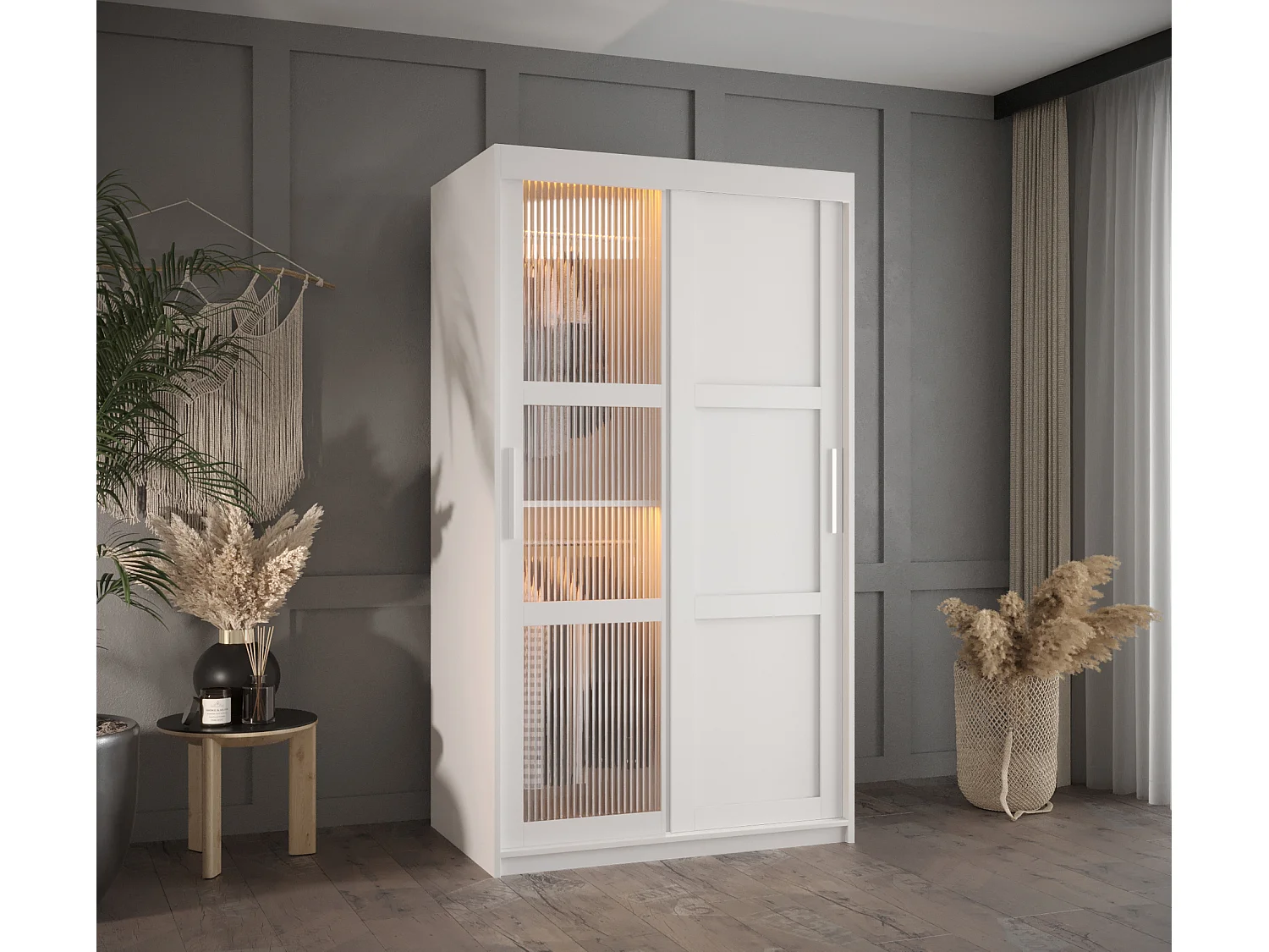 Armário FLUTES 3 com portas de correr 200/100/62 2 portas (Branco)