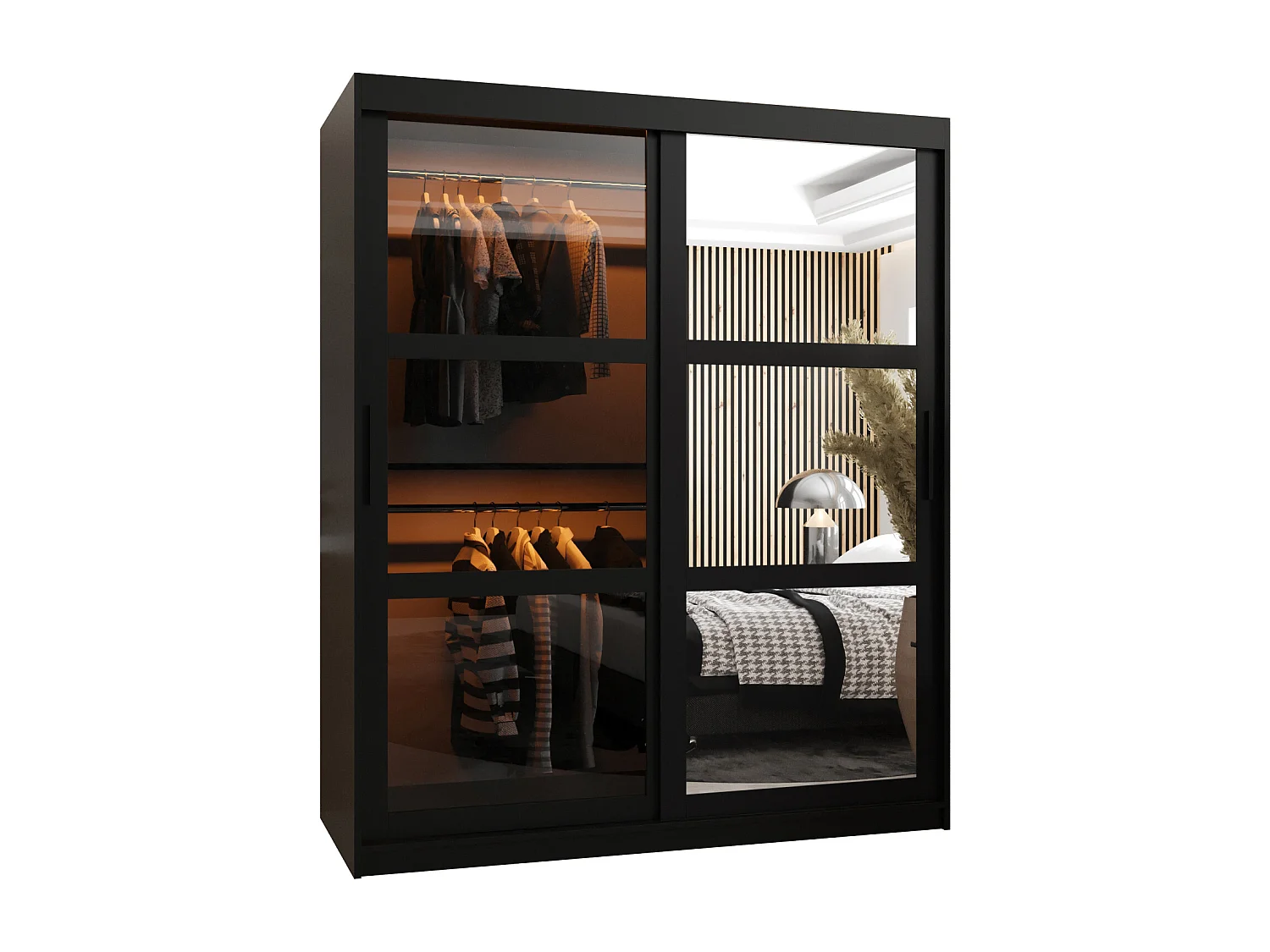 ARMADIO DOME 2 AD ANTE SCORREVOLI 200/150/62 2 porte (Nero)