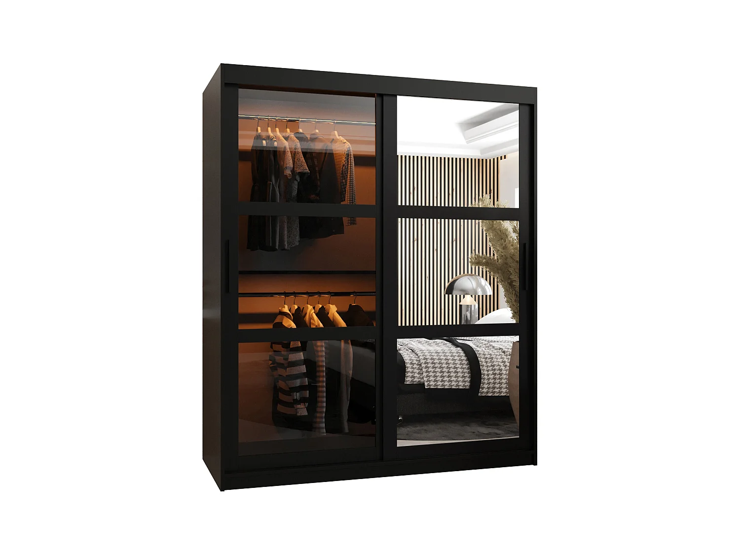 ARMOIRE DOME 2 À PORTES COULISSANTES 200/150/62 2 Portes (negro)