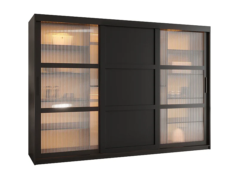 SCHWEBETÜRENSCHRANK FLUTES 3 200/250/62 3-türig (Schwarz)