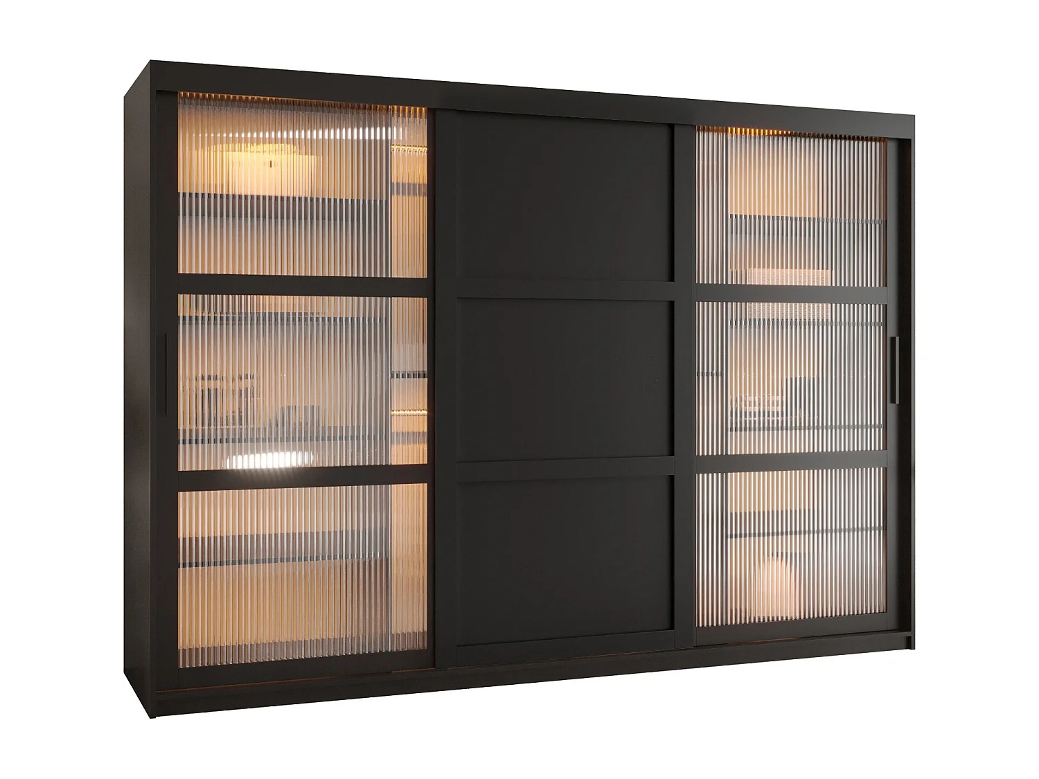 SCHWEBETÜRENSCHRANK FLUTES 3 200/250/62 3-türig (Schwarz)