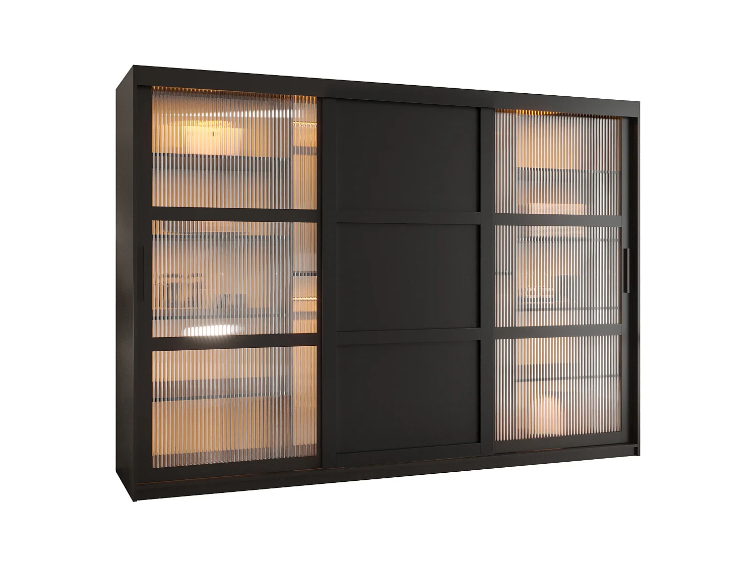 ARMOIRE FLUTES 3 À PORTES COULISSANTES 200/250/62 2 Portes (noir)