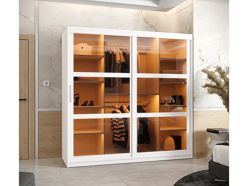 SCHWEBETÜRENSCHRANK DOME 200/180/62 2-türig (Weiß)