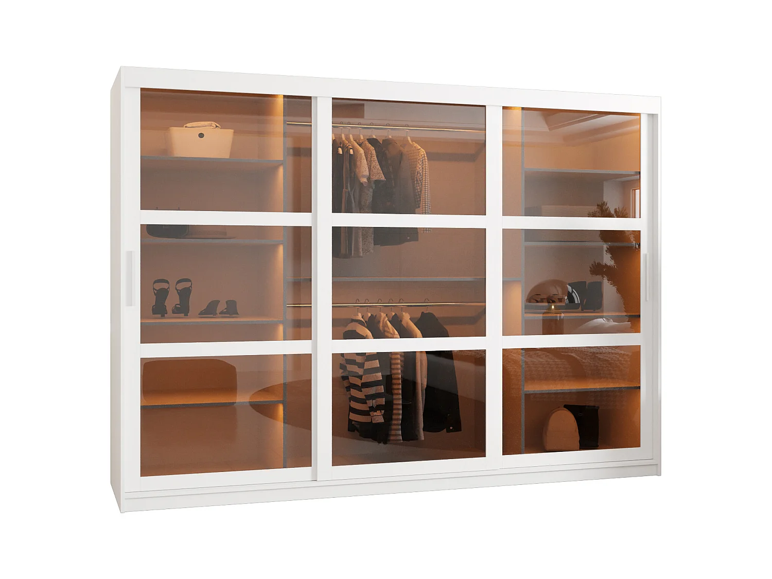 SCHWEBETÜRENSCHRANK DOME 200/250/62 3-türig (Weiß)